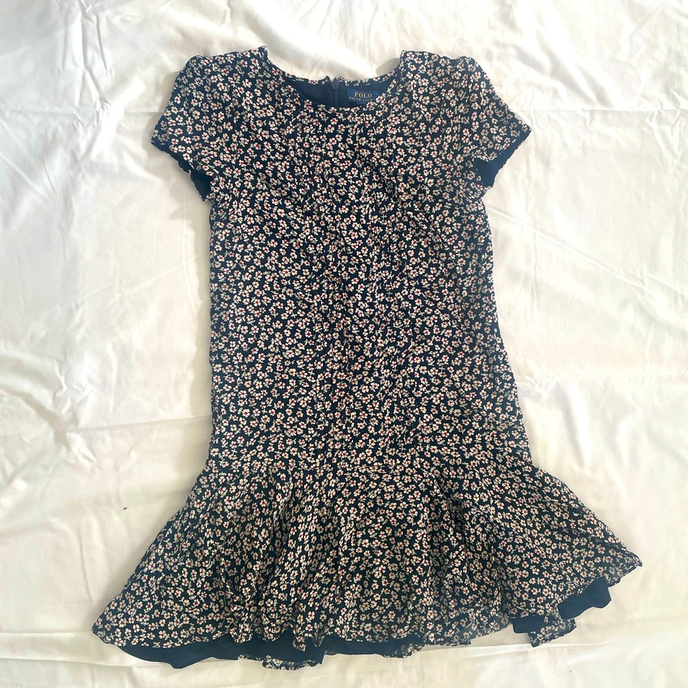 Polo Ralph Lauren Girls Floral Print Short Sleeve Dress